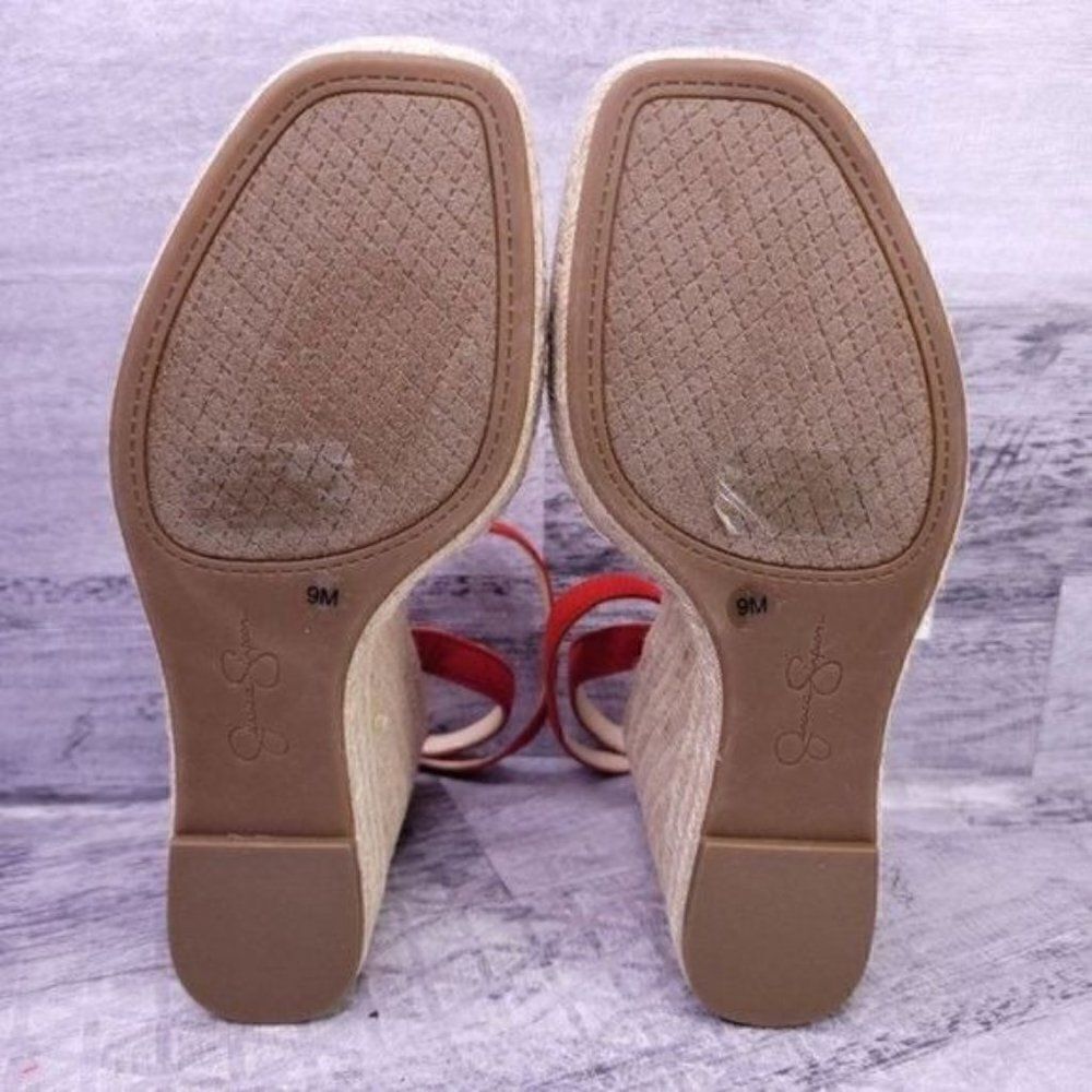 Jessica Simpson Semie Floral Jelly Strap Espadrille Wedge Sandal Red Women 9 NEW - Picture 7 of 8